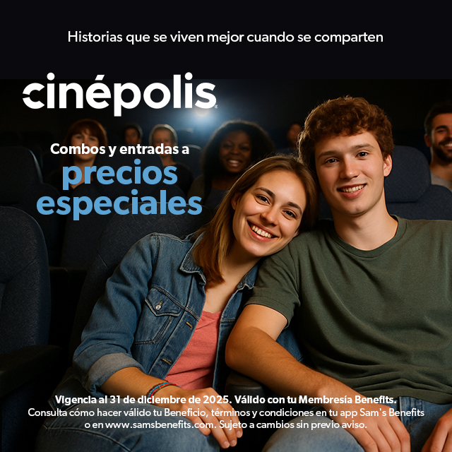 Sam's Club samsclub samsbenefits hazte socio cine viajes hot deals restaurantes educacion ropa accesorio mascotas salud entretenimiento fitness puntos